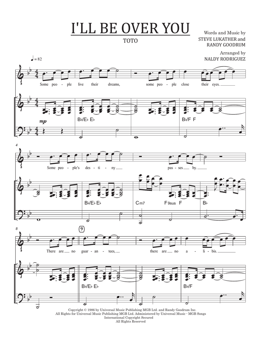 I'll Be Over You Piano, Vocal scores gallery preview page 1