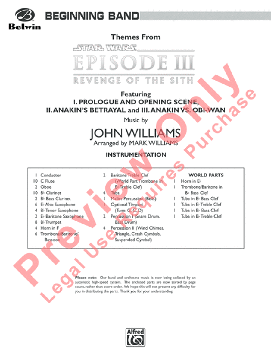 Themes from Star Wars: Episode III Revenge of the Sith Concert Band scores gallery preview page 2