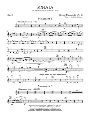 Sonata for Alto Saxophone, Op. 29 - Flute 1