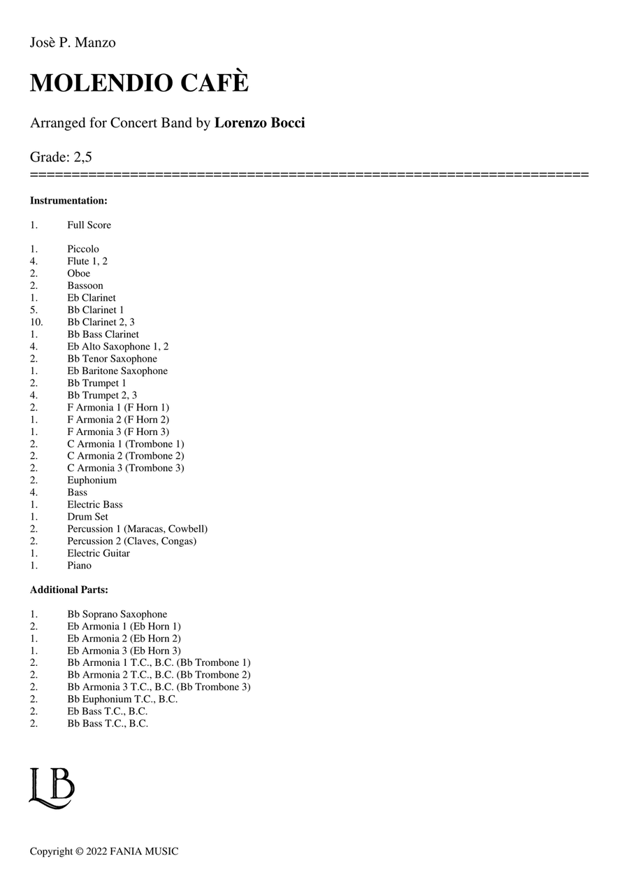 Moliendo Cafe Concert Band scores gallery preview page 2