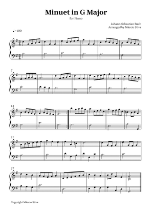 Book cover for Minuet in G Major - for piano - intermediate sheet music