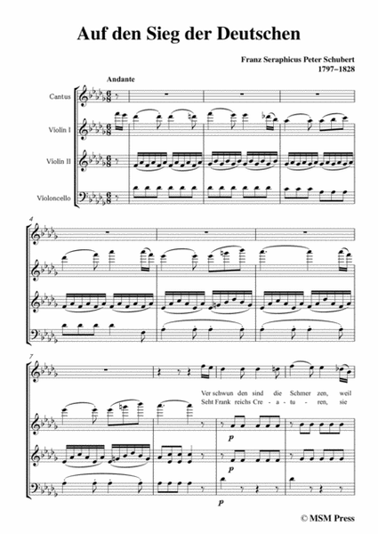 Schubert-Auf den Sieg der Deutschen,in D flat Major,for Voice,2 Violins&Cello image number null