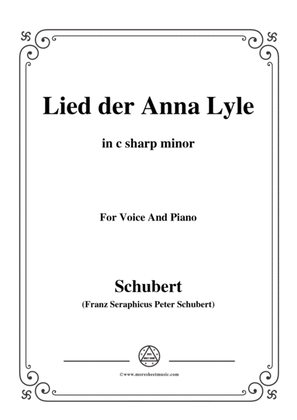 Schubert-Lied der Anna Lyle,Op.85 No.1,in c sharp minor,for Voice&Piano