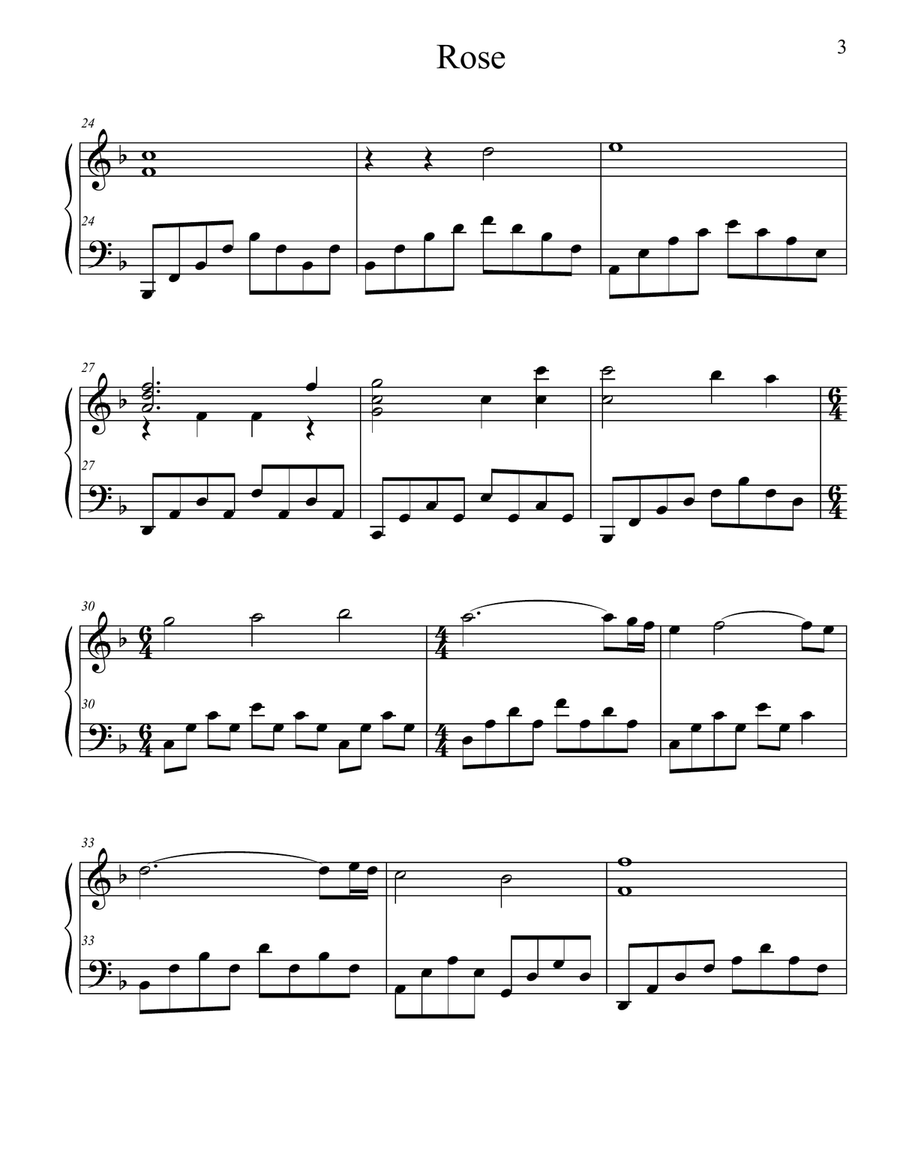 Rose Piano Solo scores gallery preview page 3