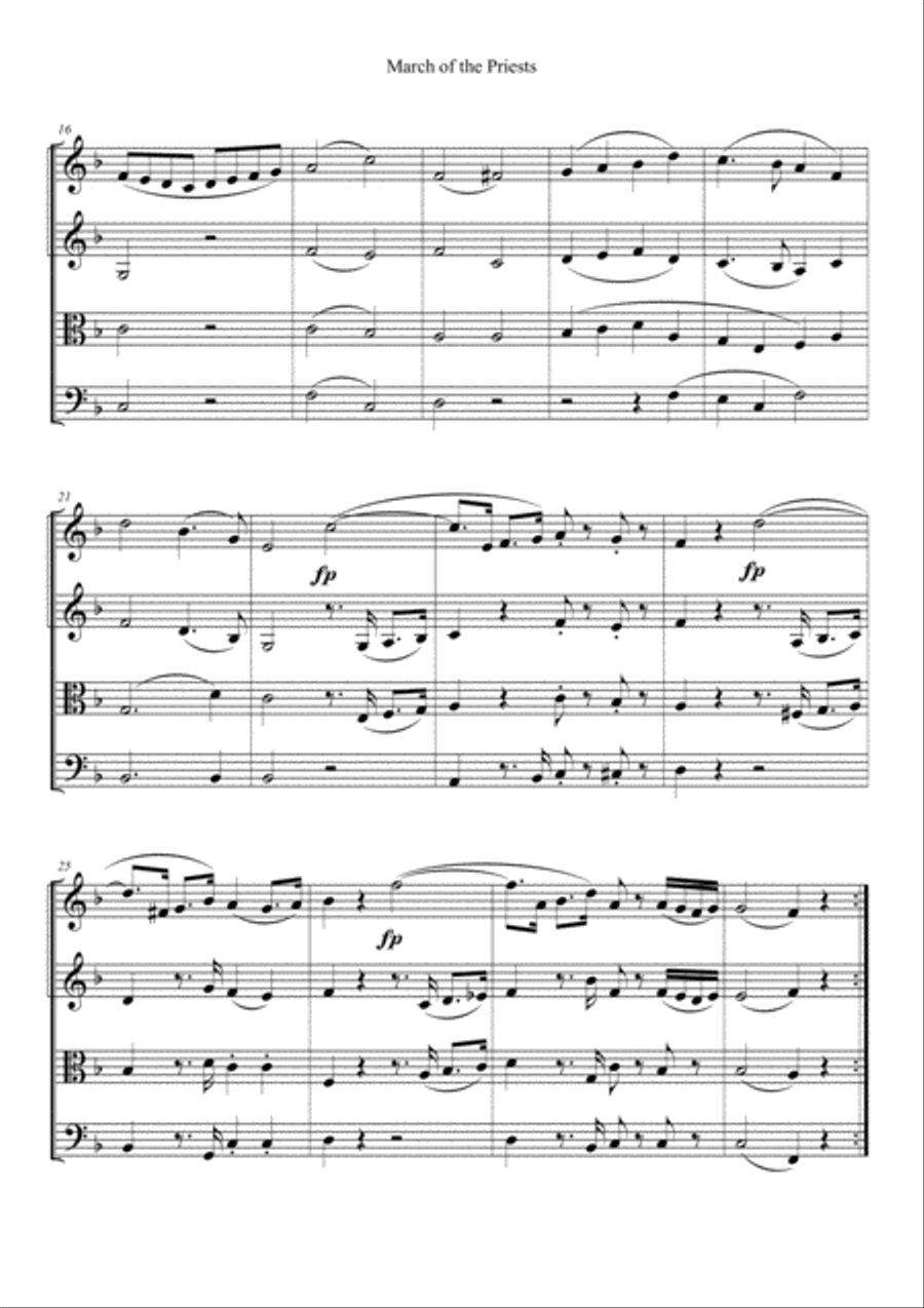 MARCH OF THE PRIESTS (from The Magic Flute by W. A. Mozart) - for String Quartet or Orchestra String Quartet scores gallery preview page 3