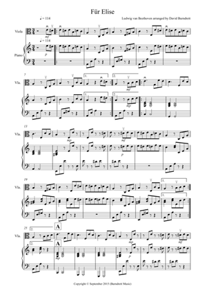 Fur Elise for Viola and Piano
