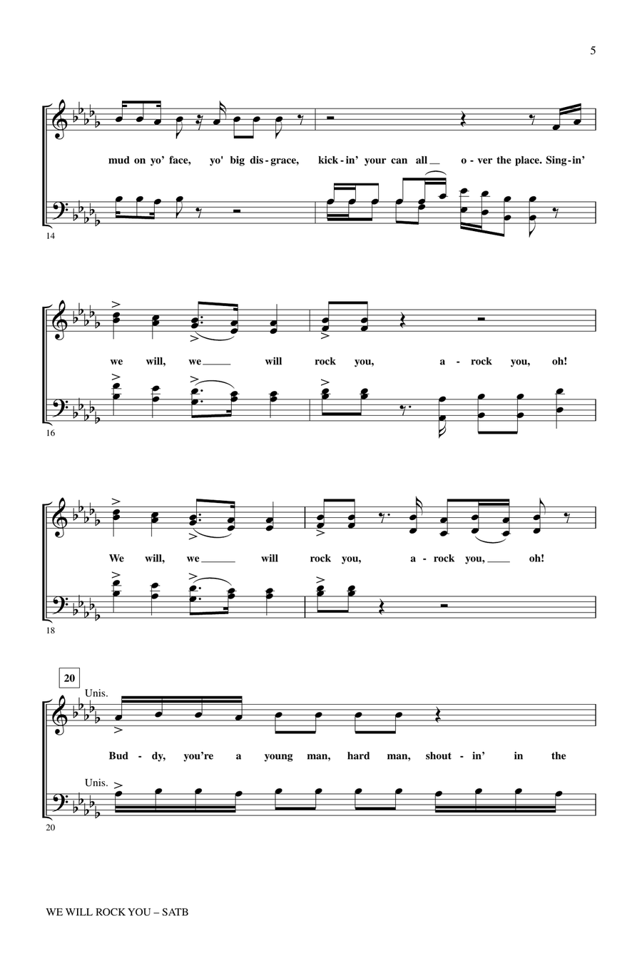 We Will Rock You (arr. Mark Brymer) 4-Part scores gallery preview page 3