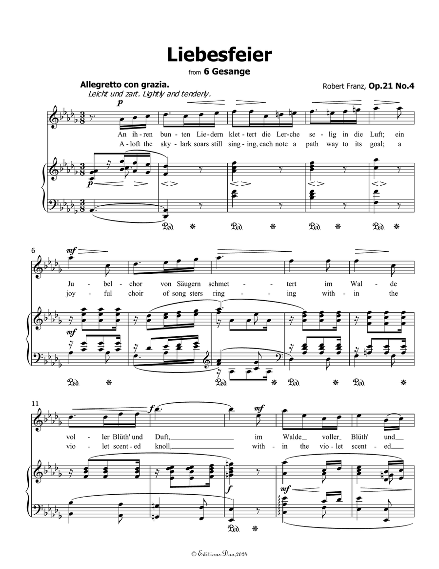 Liebesfeier, by Robert Franz, in D flat Major Voice scores gallery preview page 3