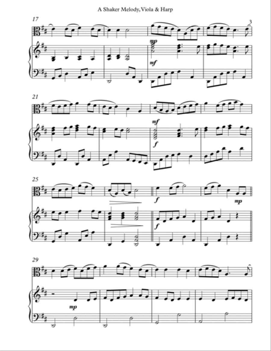A Shaker Melody, Duet for Viola & Harp image number null