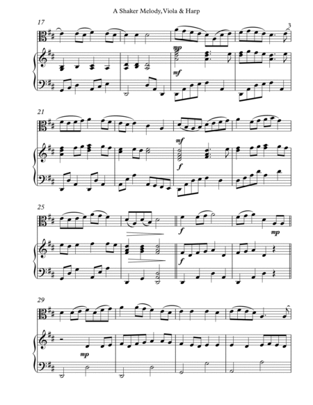 A Shaker Melody, Duet for Viola & Harp Harp - Digital Sheet Music