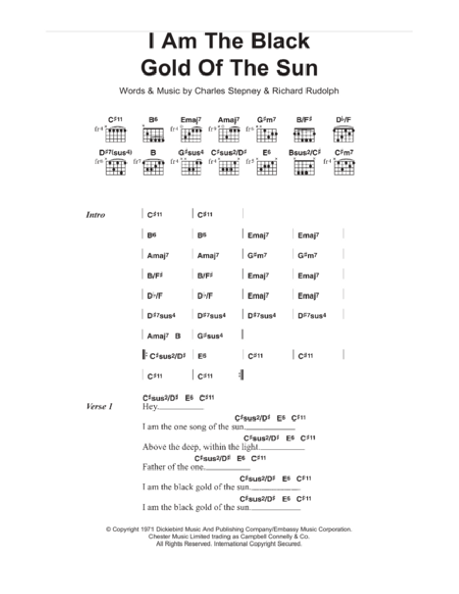 I Am The Black Gold Of The Sun Acoustic Guitar scores gallery preview page 1