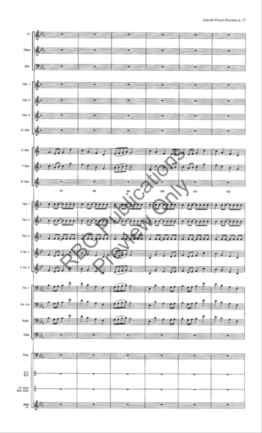 Lincoln Forest Overture (Score) Concert Band scores gallery preview page 20