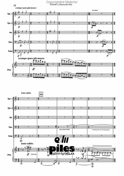 Preludio y Danza del Alba. Brass Quintetand Piano