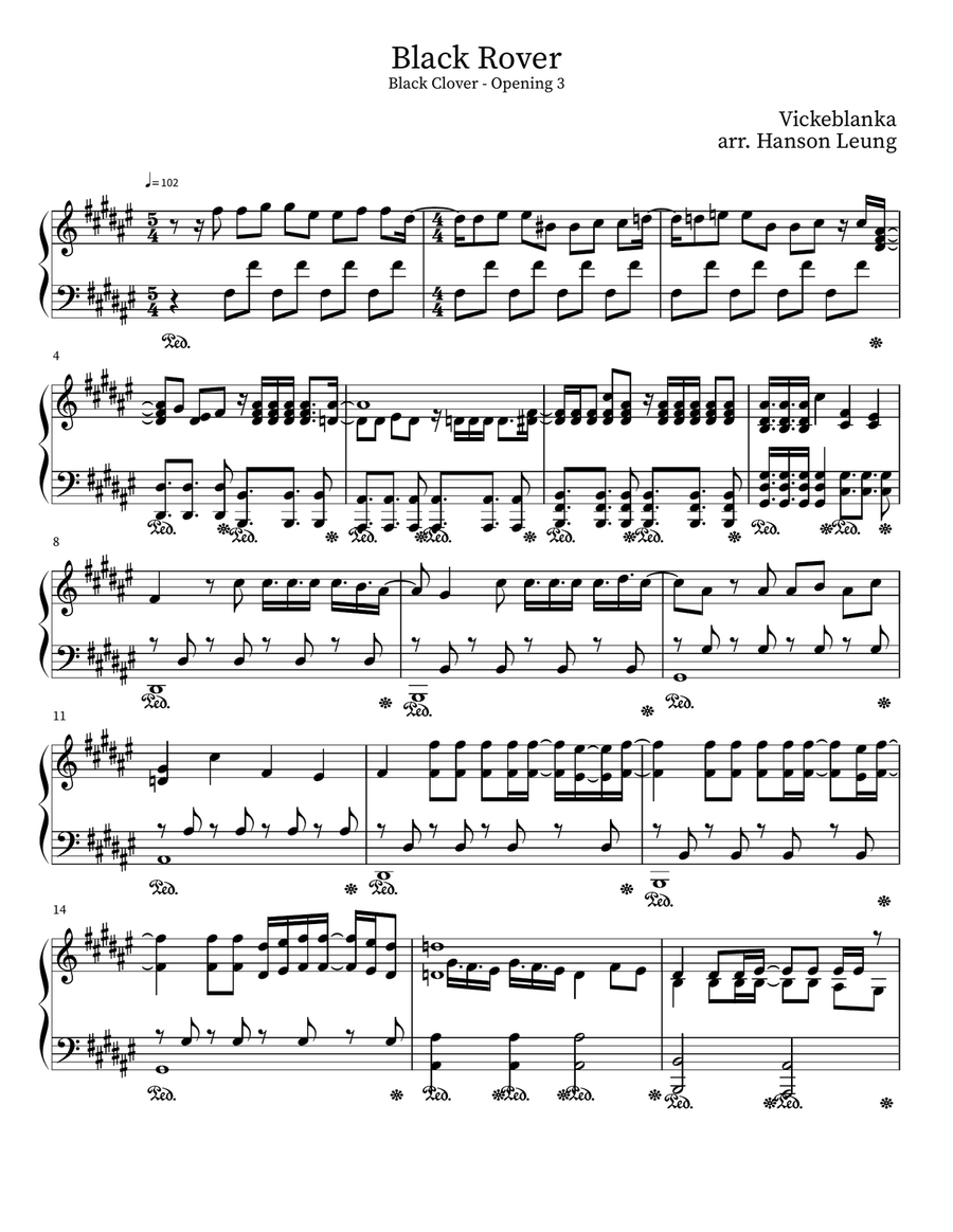 Black Rover Piano Solo scores gallery preview page 1