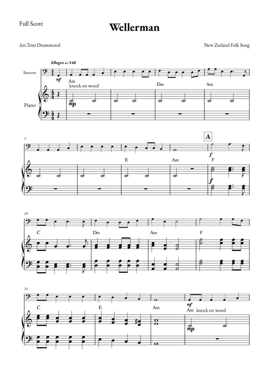 Wellerman Bassoon scores gallery preview page 1