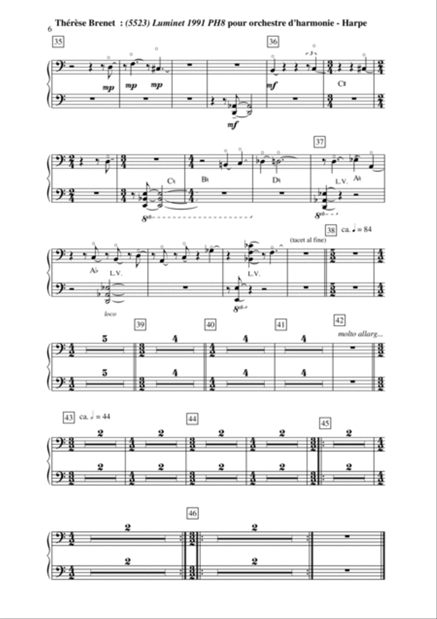 Thérèse Brenet: (5523) Luminet 1991 PH8 for concert band, percussion parts + harp and contrabass par Concert Band scores gallery preview page 6