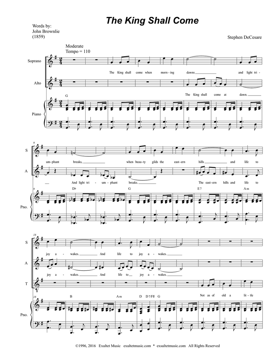 The King Shall Come (SATB) 4-Part scores gallery preview page 1