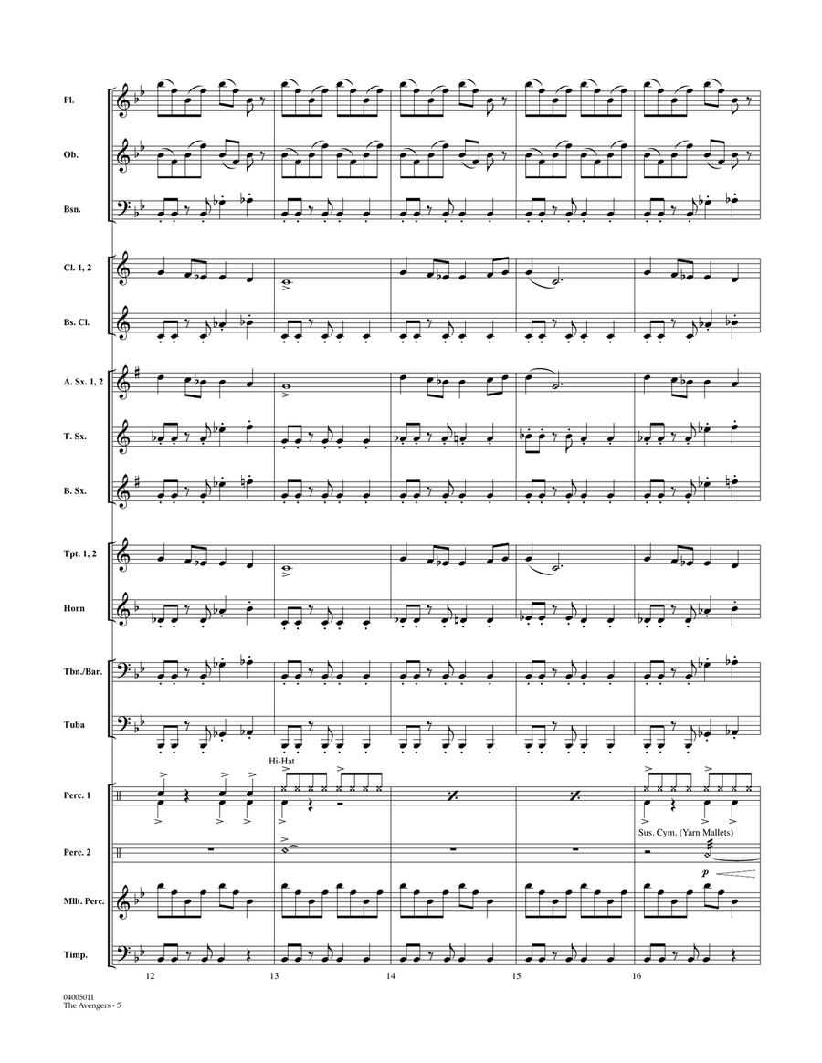 The Avengers - Conductor Score (Full Score) Concert Band scores gallery preview page 4