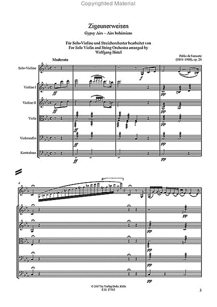 Zigeunerweisen für Violine und Streichorchester op. 20