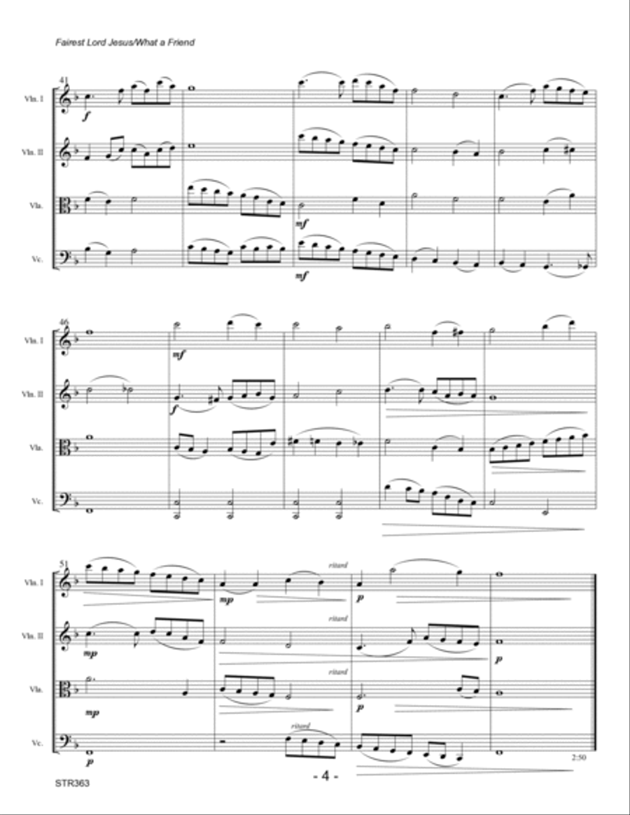FAIREST LORD JESUS/WHAT A FRIEND WE HAVE IN JESUS - String Quartet (unaccompanied) A Cappella scores gallery preview page 4