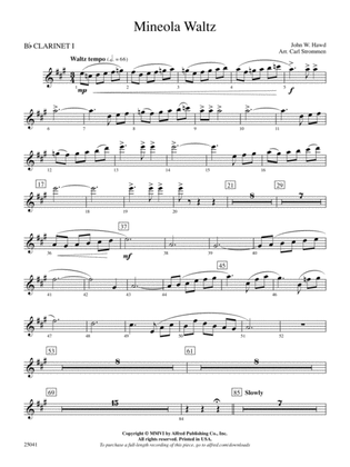 Mineola Waltz: 1st B-flat Clarinet
