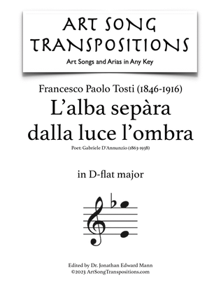 Book cover for TOSTI: L'alba sepàra dalla luce l'ombra (transposed to D-flat major)