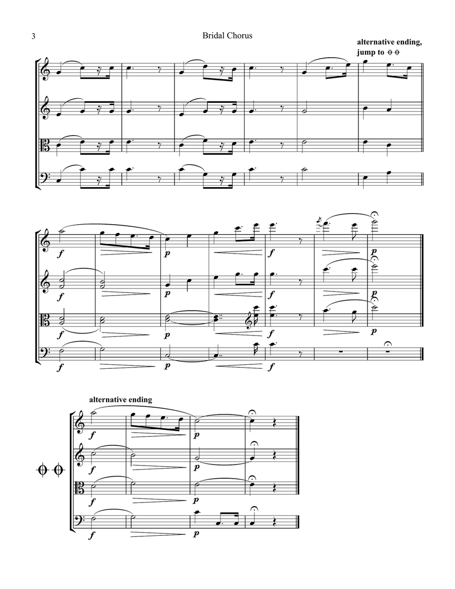 Bridal Chorus / Here Comes the Bride! for string quartet String Quartet scores gallery preview page 4