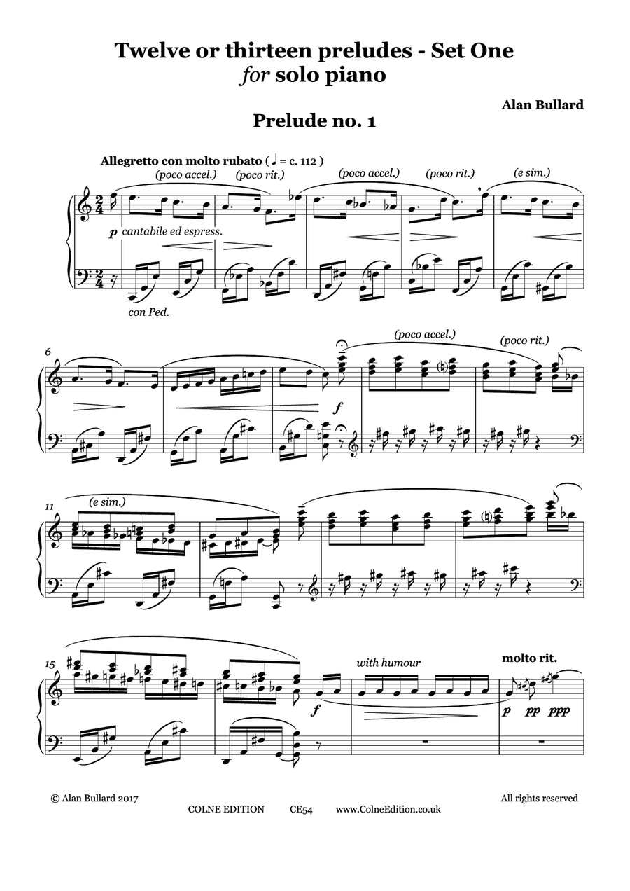 Twelve or Thirteen Preludes for Piano Solo, Set One (major keys) Piano Solo scores gallery preview page 2