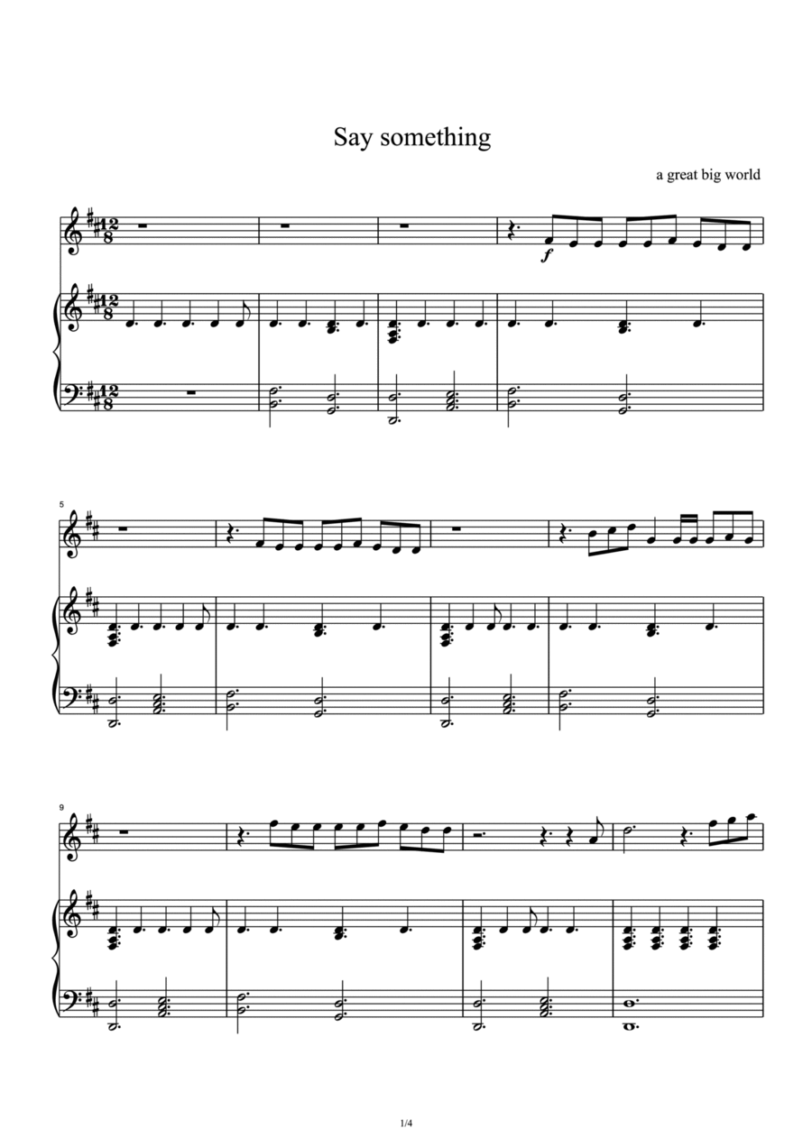 Say Something Say Something Piano Solo scores gallery preview page 1