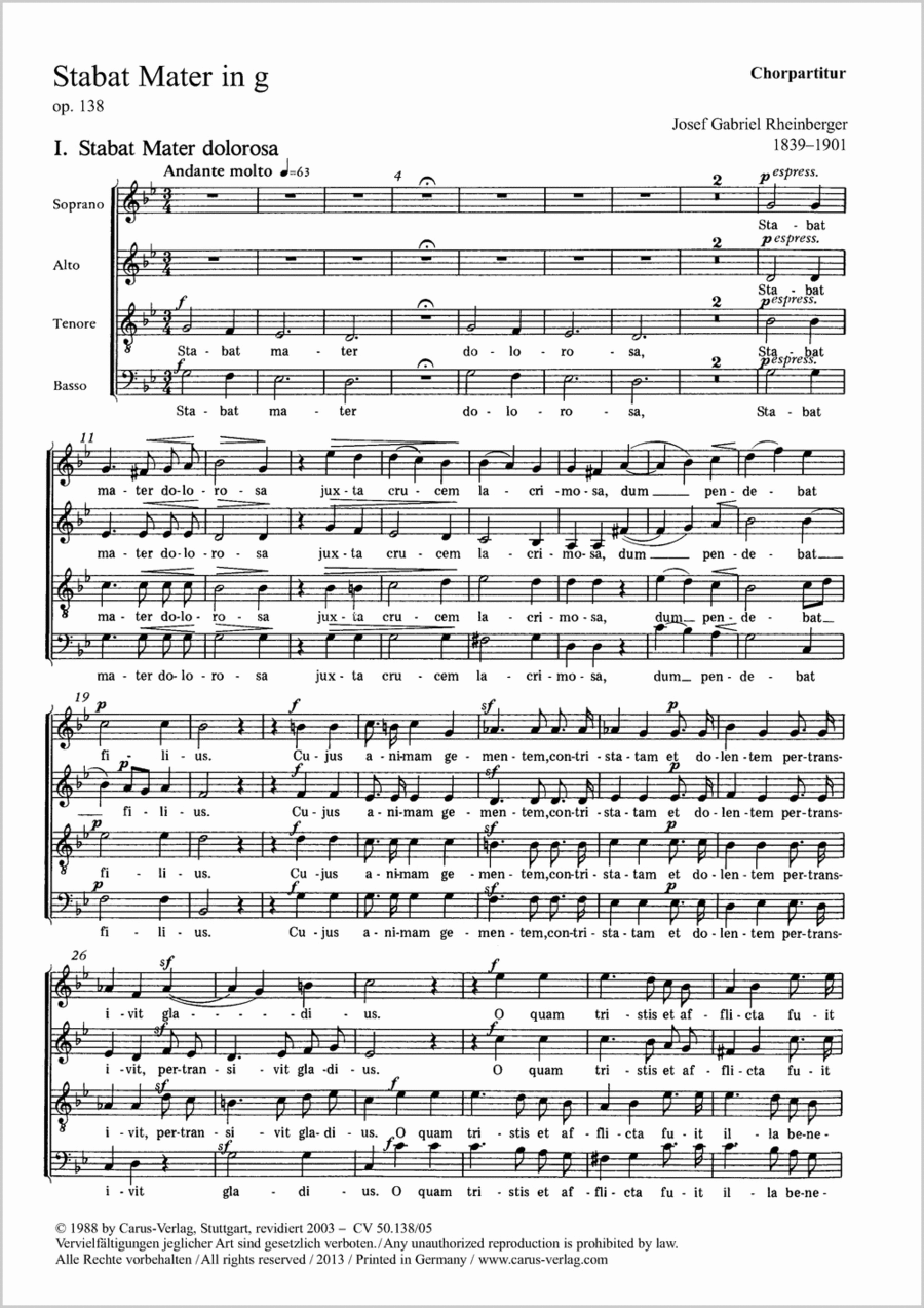 Stabat Mater in G minor 4-Part scores gallery preview page 1
