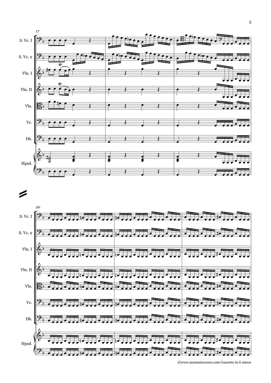 Vivaldi Concerto for 2 Cellos and String Orchestra in G minor RV. 531 String Orchestra scores gallery preview page 4