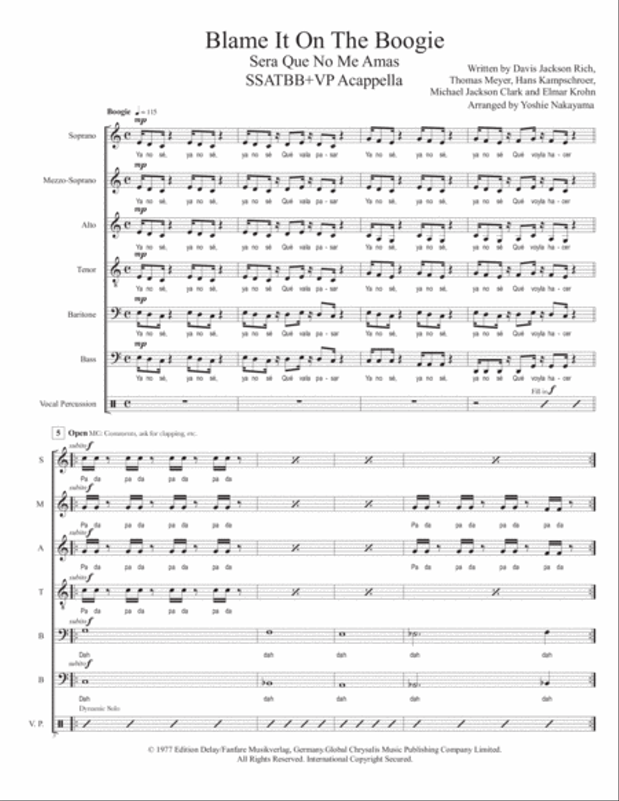 Blame It On The Boogie Divisi scores gallery preview page 1