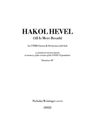Hakol Hevel (All is Mere Breath) - Choral Score