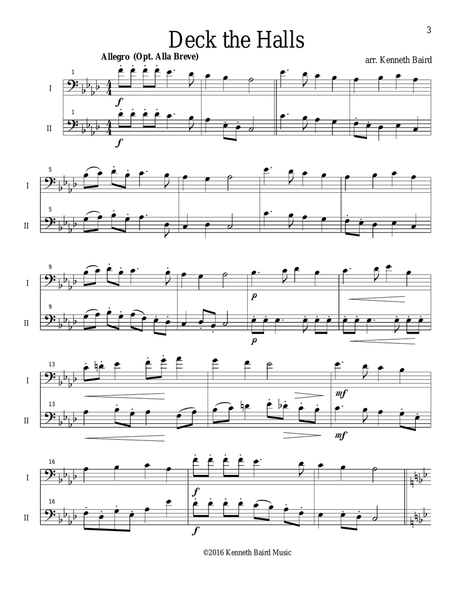12 Christmas Duets for Bass Clef Instruments Small Ensemble scores gallery preview page 4