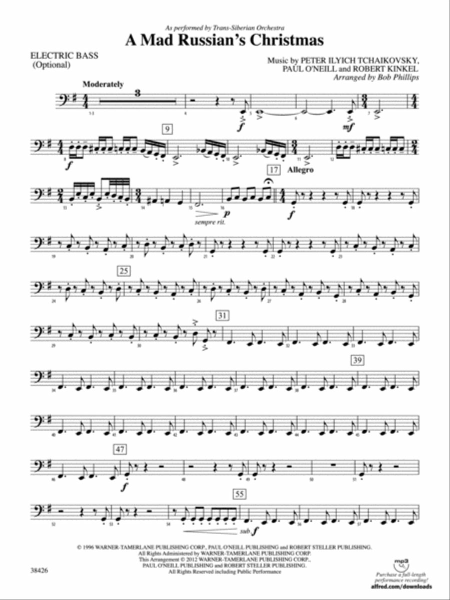A Mad Russian's Christmas: Electric Bass String Orchestra scores gallery preview page 1