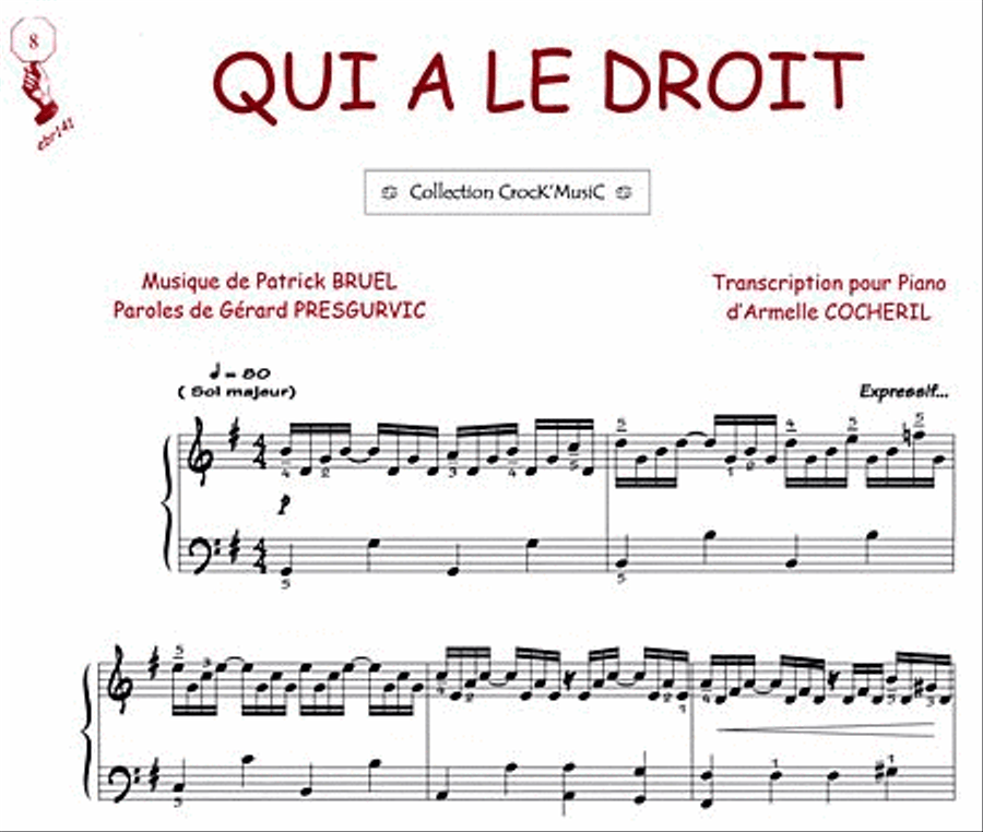 Qui a le droit (Collection CrocK'MusiC) Piano Solo scores gallery preview page 1