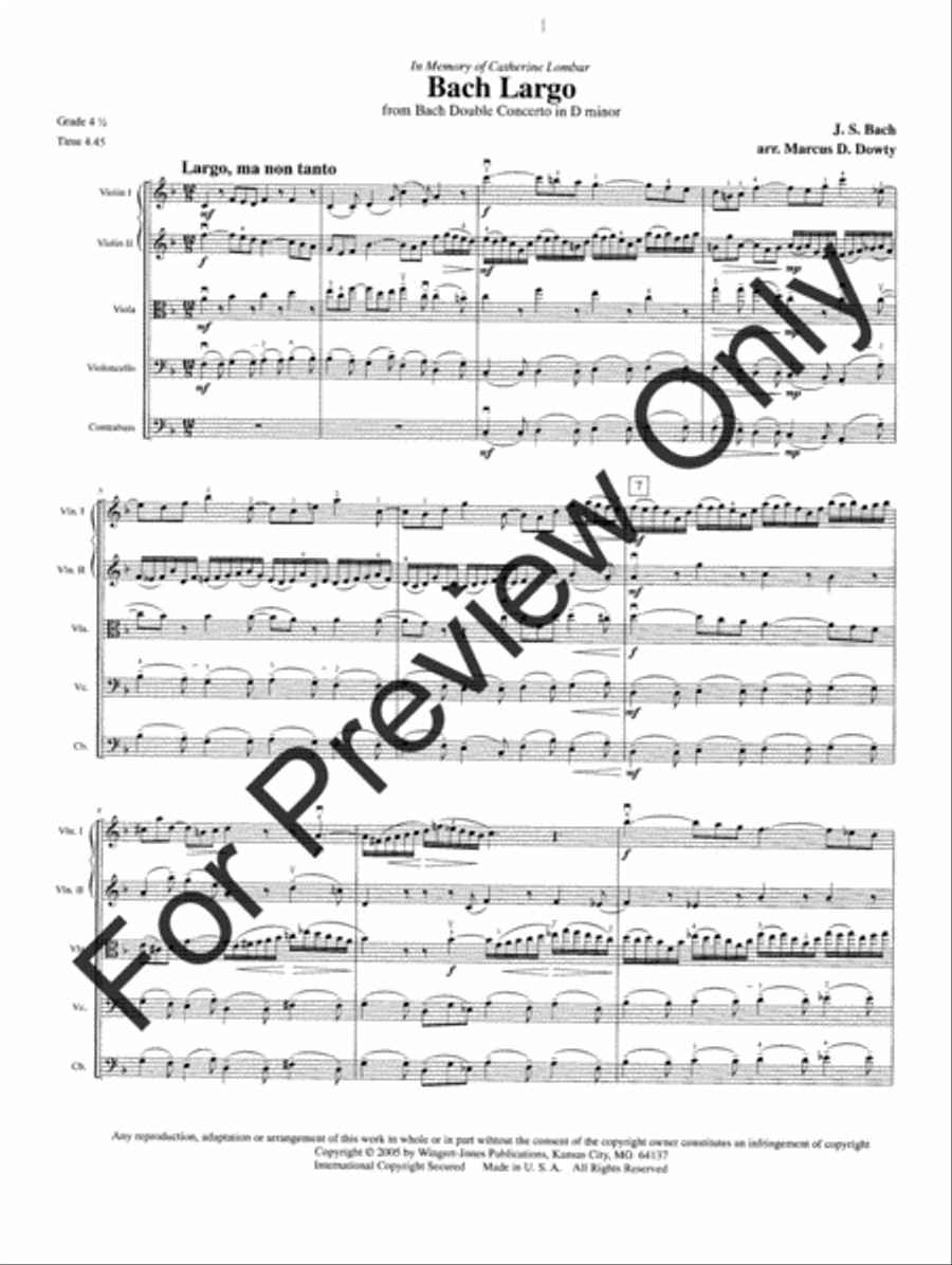 Bach Largo String Orchestra scores gallery preview page 4