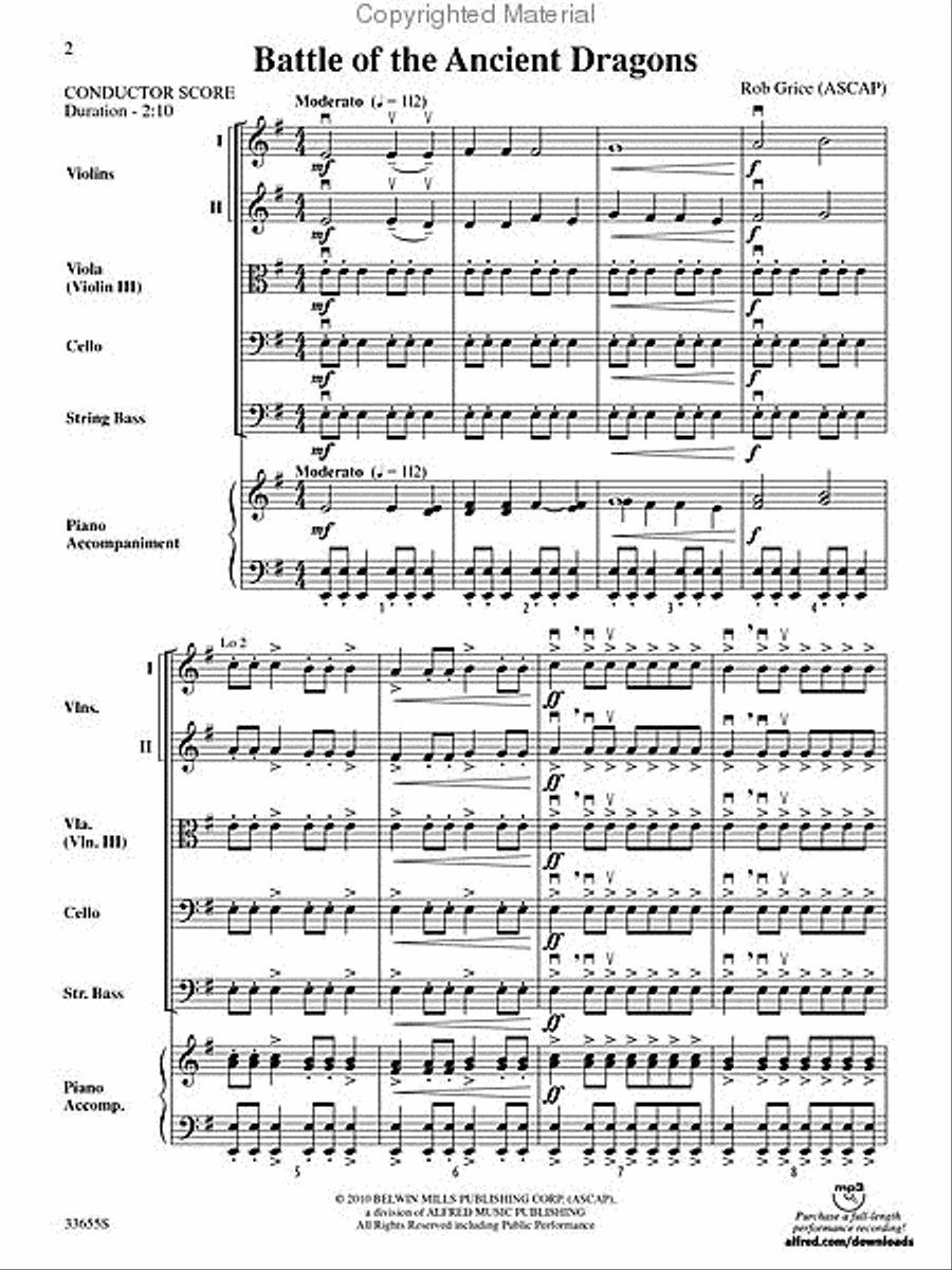 Battle of the Ancient Dragons String Orchestra scores gallery preview page 2