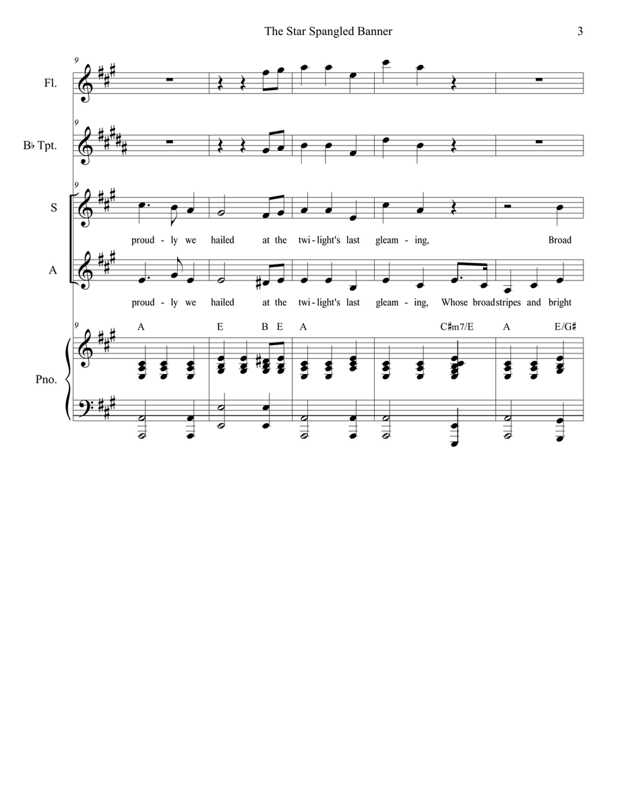 The Star Spangled Banner (for Soprano and Alto Solo) Alto Voice scores gallery preview page 4