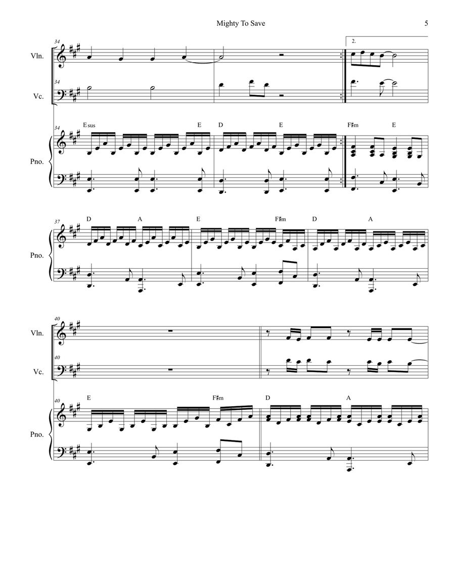 Mighty To Save Piano Trio scores gallery preview page 5