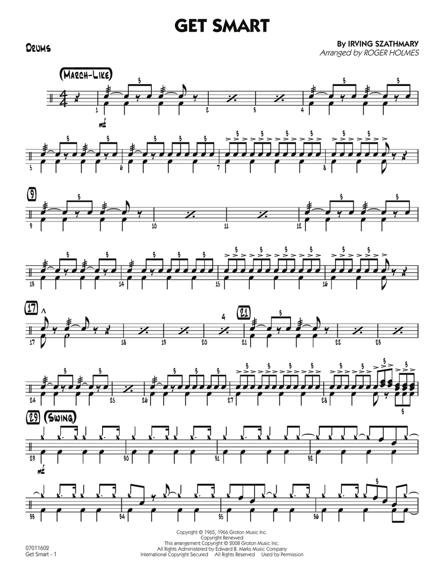 Get Smart - Drums Get Smart - Drums Jazz Ensemble scores gallery preview page 1
