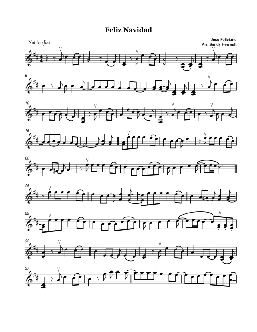Feliz Navidad Violin Solo scores gallery preview page 1