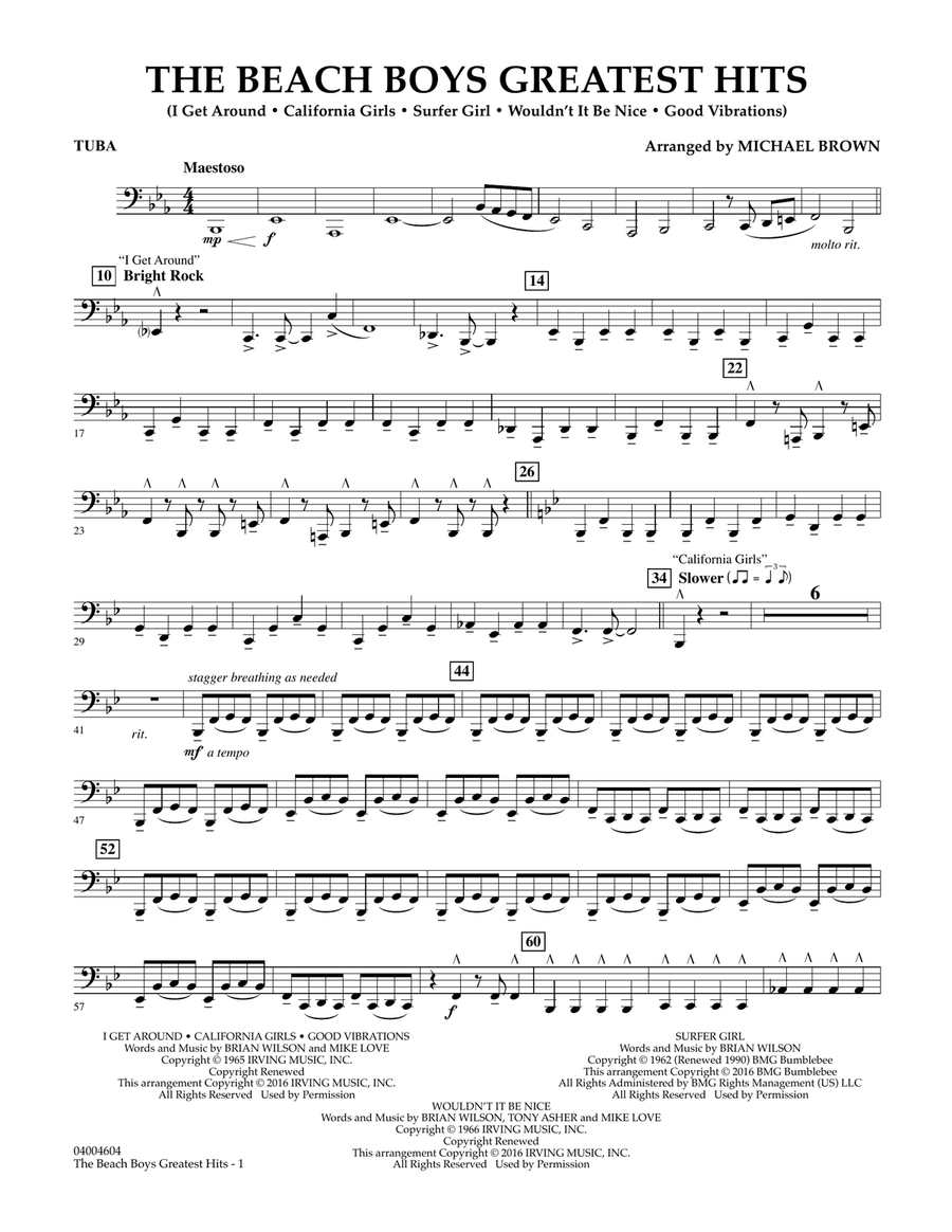 The Beach Boys Greatest Hits - Tuba Concert Band scores gallery preview page 1