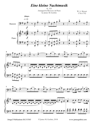 Mozart: Eine kleine Nachtmusik for Bassoon & Piano