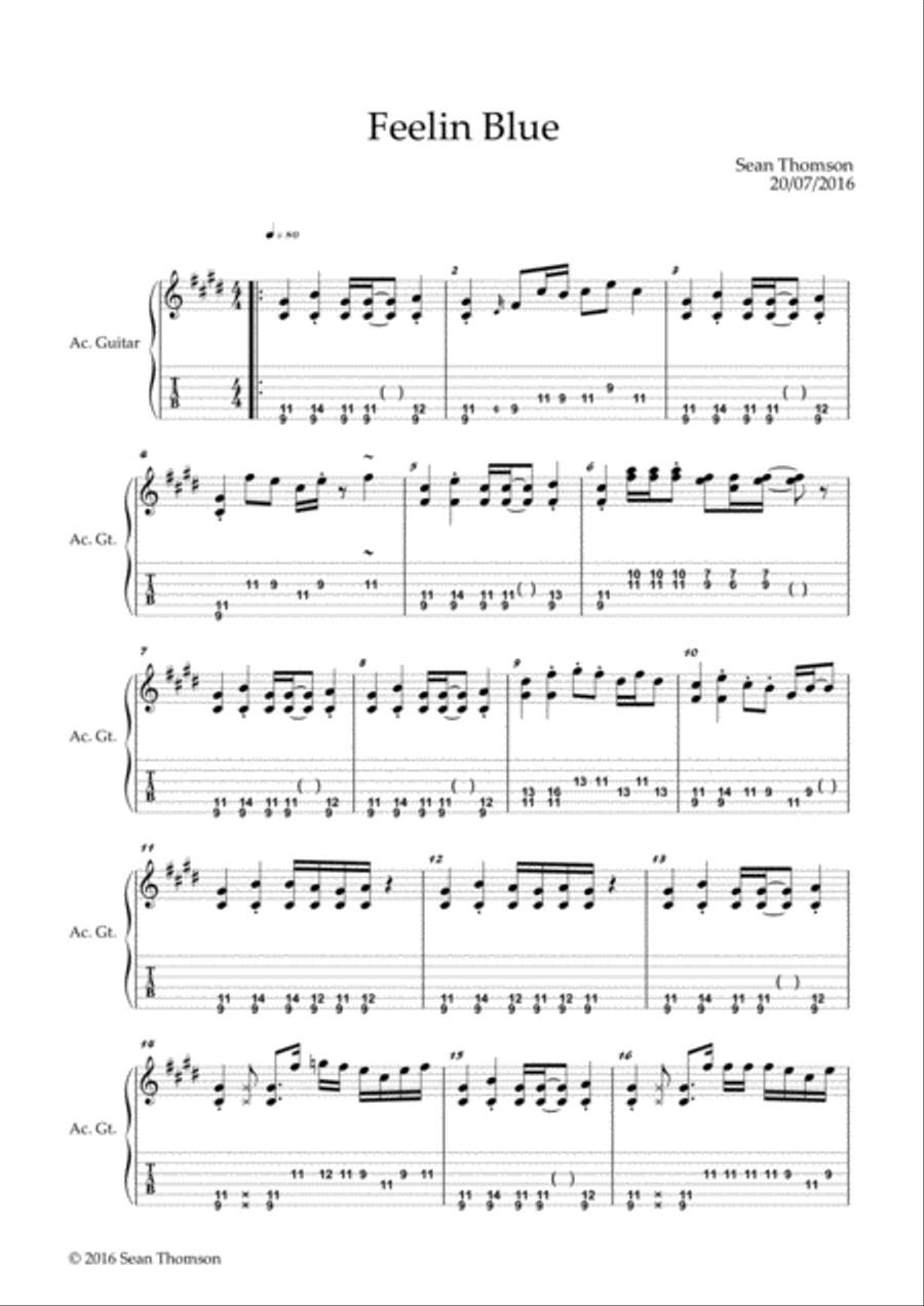 Feelin Blue (Guitar) Feelin Blue (Guitar) Electric Guitar scores gallery preview page 1