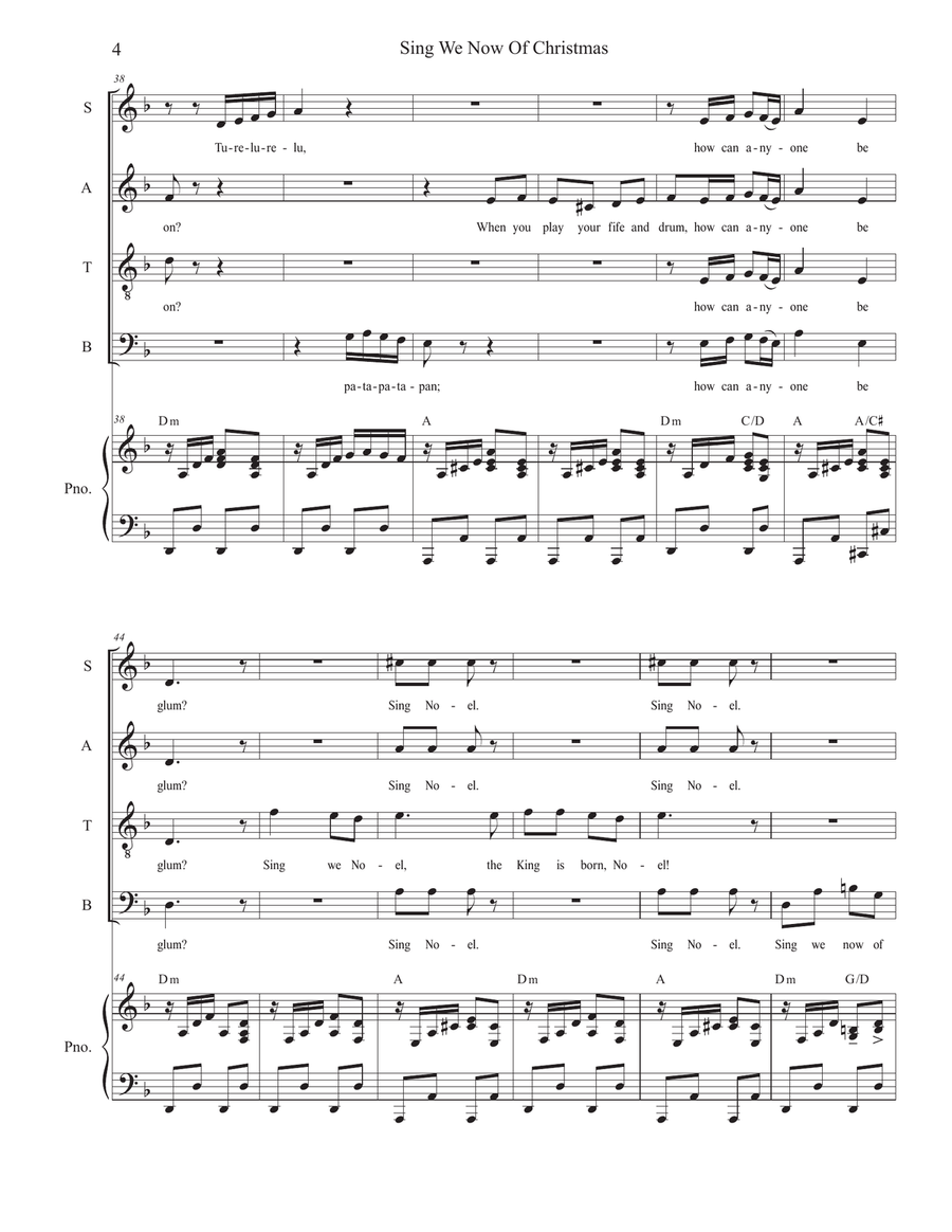 Sing We Now Of Christmas (Noël Nouvelet) (Vocal Quartet - (SATB) 4-Part scores gallery preview page 4