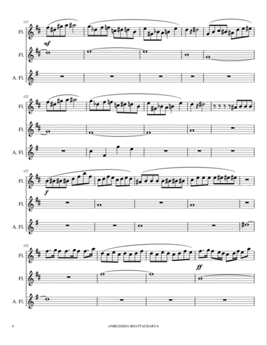 Chaos invasion-a flute trio(2 c-flute & 1 G-flute) Flute Trio scores gallery preview page 6