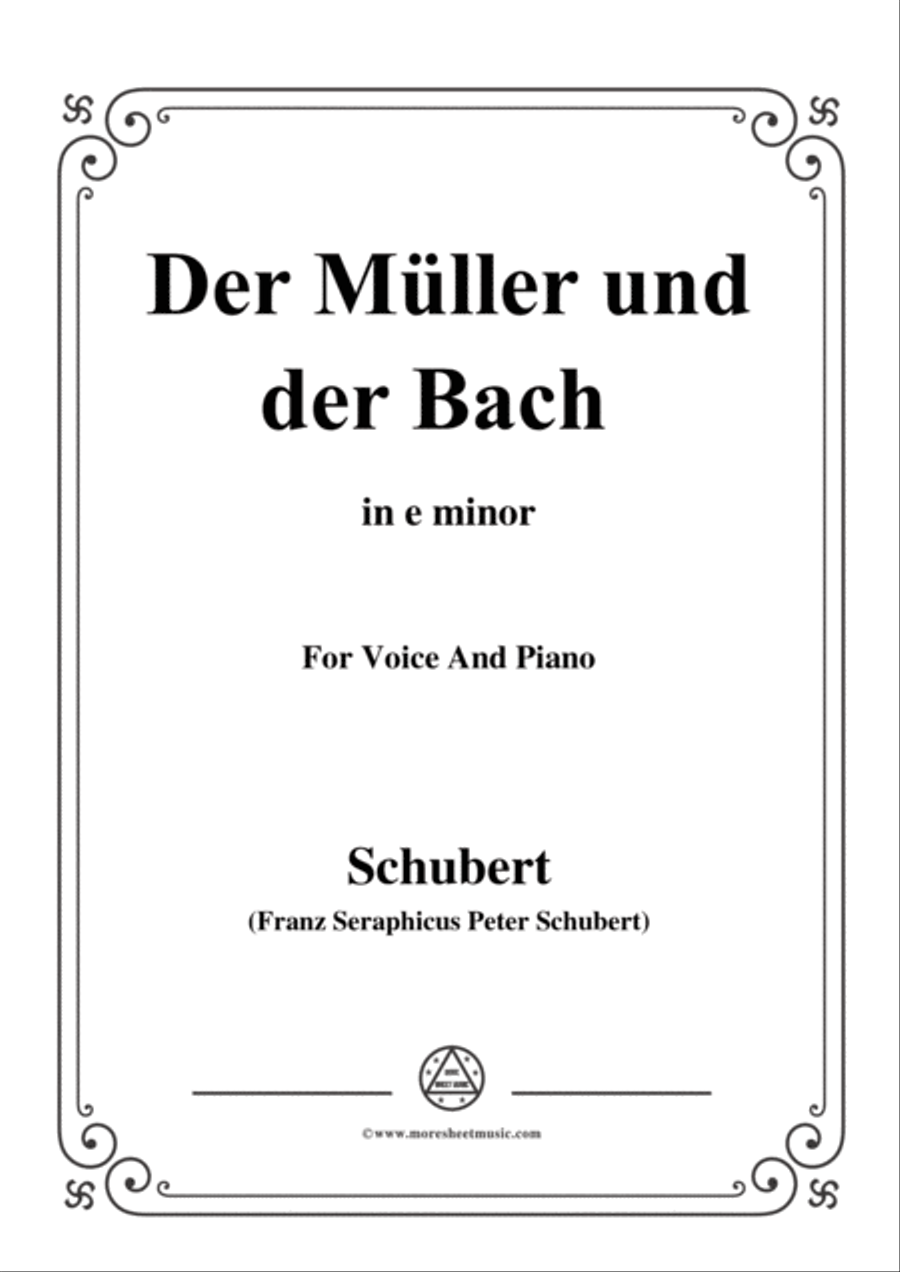 Schubert-Der Müller und der Bach,from 'Die Schöne Müllerin',Op.25 No.19,in e minor,for Voice&Piano Voice scores gallery preview page 1