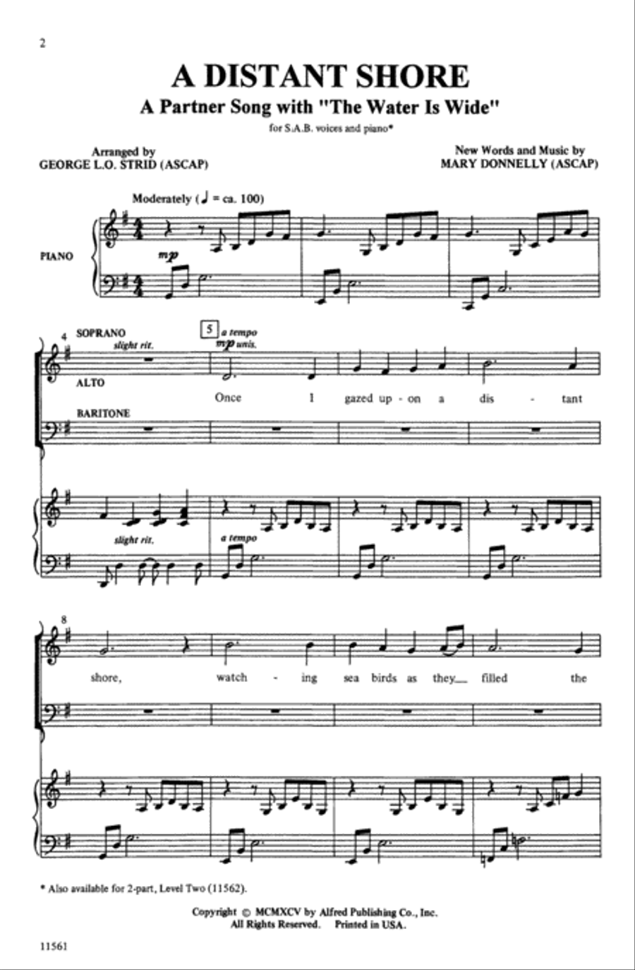 A Distant Shore (The Water Is Wide) Choir scores gallery preview page 1