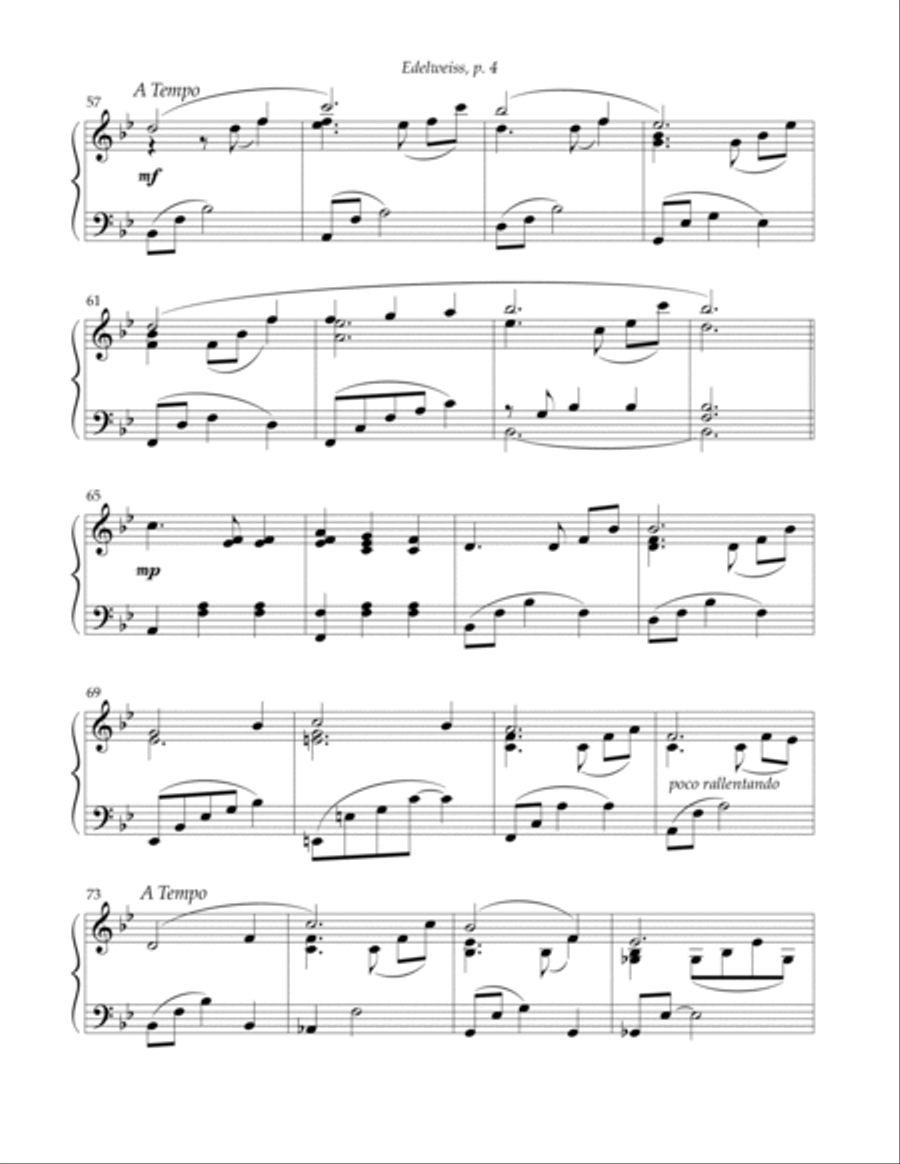 Edelweiss Piano Solo scores gallery preview page 4
